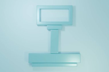 Mavi Ölçekli simge mavi arkaplanda izole edildi. Lojistik ve teslimat. Dağıtım paketinin ağırlığı bir ölçekte. Minimalizm kavramı. 3 Boyutlu resimleme.