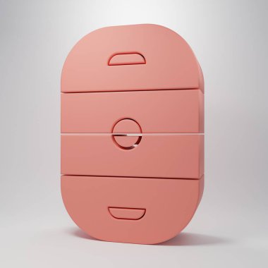 Pembe buz hokeyi sahası ikonu pembe arka planda izole edilmiş. Hokey sahası. Minimalizm kavramı. 3 Boyutlu resimleme.