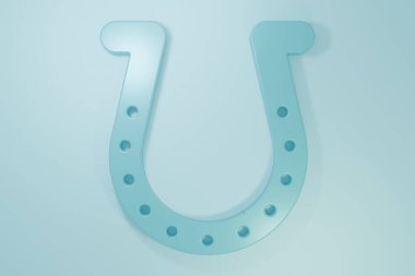 Mavi Nal simgesi mavi arkaplanda izole edildi. Minimalizm kavramı. 3 Boyutlu resimleme.