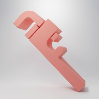 Pembe Boru Anahtarı simgesi pembe arkaplanda izole edildi. Minimalizm kavramı. 3 Boyutlu resimleme.
