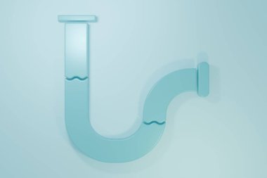 Mavi Sanayi metalik boru ikonu mavi arka planda izole edildi. Tesisat boru hattının farklı şekillerde parçaları. Minimalizm kavramı. 3 Boyutlu resimleme.