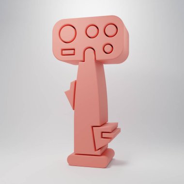 Pembe Uçak direksiyon ikonu pembe arka planda izole edilmiş. Uçak kontrol tekerleği. Minimalizm kavramı. 3 Boyutlu resimleme.