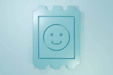 Mavi arkaplanda mavi LSD asit izi simgesi var. Asit narkotiği. Posta damgası. Posta pulu. Sağlık tehlikesi. Minimalizm kavramı. 3 Boyutlu resimleme.