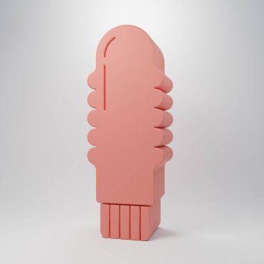 Pink Dildo vibrator for sex games icon isolated on pink background. Sex toy for adult. Vaginal exercise machines for intimate. Minimalism concept. 3D render illustration.