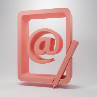 Pembe posta ve e-posta simgesi pembe arka planda izole edildi. Zarf sembolü e-postası. E- posta kodu. Minimalizm kavramı. 3 Boyutlu resimleme.