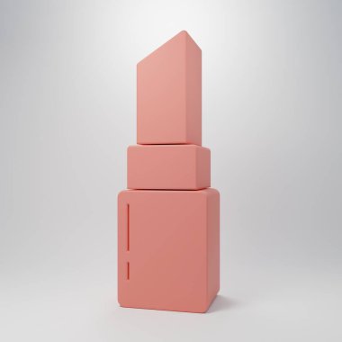 Pembe ruj ikonu pembe arka planda izole edilmiş. 8 Mart. Uluslararası Mutlu Kadınlar Günü. Minimalizm kavramı. 3 Boyutlu resimleme.