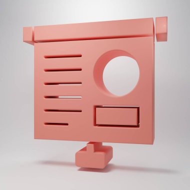 Grafik, çizelge, grafik, diyagram, bilgi tablosu, pembe arkaplanda izole edilmiş turta grafik simgesi. Minimalizm kavramı. 3 Boyutlu resimleme.