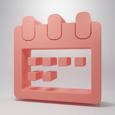 Pembe takvim simgesi pembe arkaplanda izole edildi. Olay hatırlatma sembolü. Minimalizm kavramı. 3 Boyutlu resimleme.
