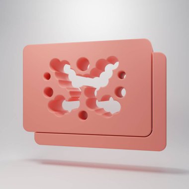 Pembe Rorschach test simgesi pembe arka planda izole edildi. Psikopat teşhis mürekkep lekesi testi Rorschach. Minimalizm kavramı. 3 Boyutlu resimleme.