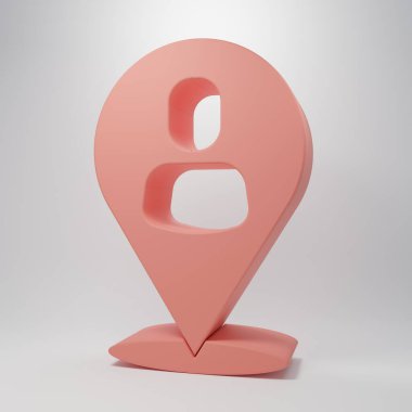 Pembe İşçi konumu simgesi pembe arkaplanda izole edildi. Minimalizm kavramı. 3 Boyutlu resimleme.