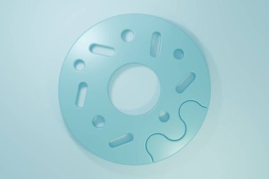 Mavi arka planda izole edilmiş tatlı jöleli donut. Minimalizm kavramı. 3 Boyutlu resimleme.