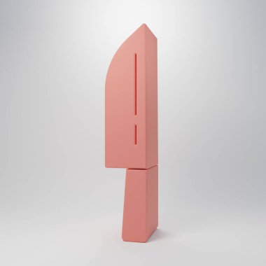 Pembe Bıçak simgesi pembe arka planda izole edilmiş. Çatal bıçak sembolü. Mutlu Cadılar Bayramı Partisi. Minimalizm kavramı. 3 Boyutlu resimleme.