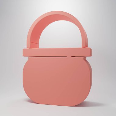 Pembe Cadılar Bayramı cadı kazanı ikonu pembe arka planda izole edilmiş. Mutlu Cadılar Bayramı Partisi. Minimalizm kavramı. 3 Boyutlu resimleme.