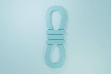 Mavi Dağcı halat simgesi mavi arkaplanda izole edildi. Olağanüstü bir spor. Spor malzemeleri. Minimalizm kavramı. 3 Boyutlu resimleme.