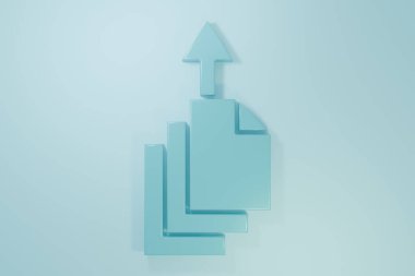 Mavi Veri Aktarma simgesi mavi arkaplanda izole edildi. Minimalizm kavramı. 3 Boyutlu resimleme.