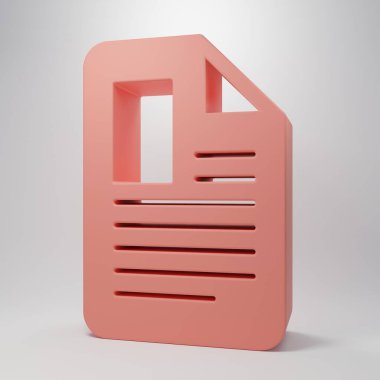 Pembe Dosya belgesi simgesi pembe arkaplanda izole edildi. Kontrol listesi simgesi. İş konsepti. Minimalizm kavramı. 3 Boyutlu resimleme.