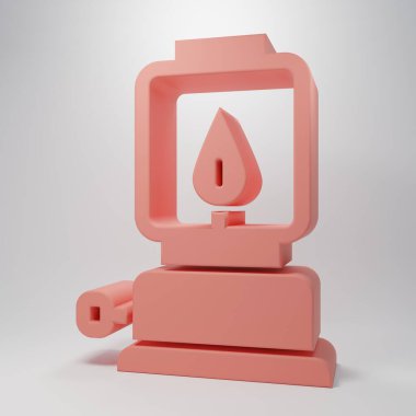 Pembe Kamp Feneri ikonu pembe arka planda izole edilmiş. Mutlu Cadılar Bayramı Partisi. Minimalizm kavramı. 3 Boyutlu resimleme.