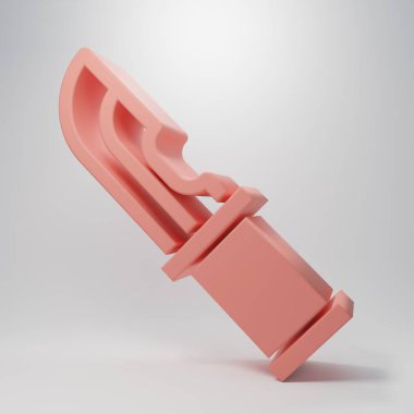 Pembe Avcı bıçak ikonu pembe arka planda izole edilmiş. Ordu bıçağı. Minimalizm kavramı. 3 Boyutlu resimleme.