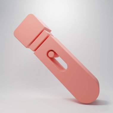 Pembe el feneri simgesi pembe arkaplanda izole edilmiş. Minimalizm kavramı. 3 Boyutlu resimleme.