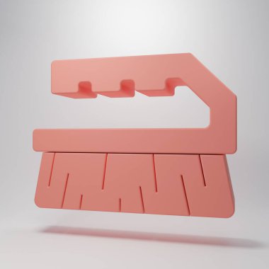 Pembe arkaplanda izole edilmiş temizlik ikonu için pembe fırça. Minimalizm kavramı. 3 Boyutlu resimleme.