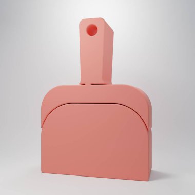 Pembe faraş simgesi pembe arkaplanda izole edilmiş. Temizlik işleri. Minimalizm kavramı. 3 Boyutlu resimleme.