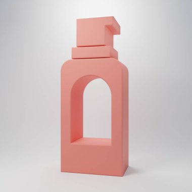 Saç spreyi için pembe sprey kutusu, deodorant, pembe arka planda izole edilmiş terleme önleyici ikon. Minimalizm kavramı. 3 Boyutlu resimleme.