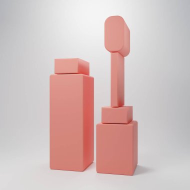 Pembe Mascara fırça ikonu pembe arka planda izole edilmiş. Minimalizm kavramı. 3 Boyutlu resimleme.