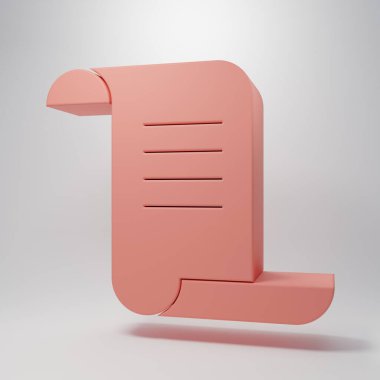 Pembe Eskiler 'in sihirli kitabı. İçinde simya tarifleri, mistik büyüler ve pembe arka planda izole edilmiş büyü simgeleri var. Minimalizm kavramı. 3 Boyutlu resimleme.