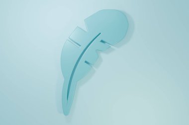 Mavi Tüy kalem simgesi mavi arkaplanda izole edildi. Minimalizm kavramı. 3 Boyutlu resimleme.