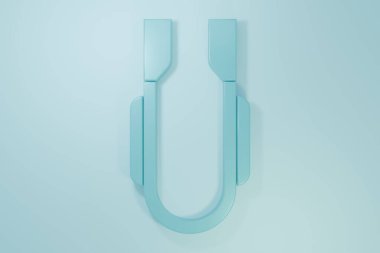 Mavi et maşası simgesi mavi arkaplanda izole edildi. Barbekü maşası imzası. Barbekü ve ızgara aleti. Minimalizm kavramı. 3 Boyutlu resimleme.