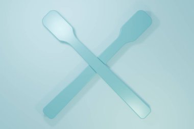 Mavi Davul Çubukları simgesi mavi arkaplanda izole edildi. Müzik aleti. Minimalizm kavramı. 3 Boyutlu resimleme.