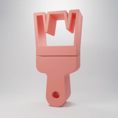 Pembe boya fırçası simgesi pembe arkaplanda izole edilmiş. Minimalizm kavramı. 3 Boyutlu resimleme.