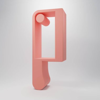 Pembe Et Helikopteri simgesi pembe arka planda izole edildi. Et için mutfak bıçağı. Kasap bıçağı. Minimalizm kavramı. 3 Boyutlu resimleme .