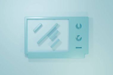 Mavi mikrodalga fırın ikonu mavi arkaplanda izole edilmiş. Ev aletleri simgesi. Minimalizm kavramı. 3 Boyutlu resimleme .