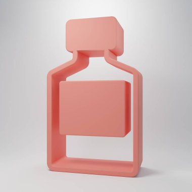 Pembe viski şişesi ikonu pembe arka planda izole edilmiş. Minimalizm kavramı. 3 Boyutlu resimleme .