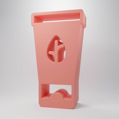 Pembe organik kozmetik ikonu pembe arka planda izole edilmiş. Vücut bakım ürünleri. Minimalizm kavramı. 3 Boyutlu resimleme .