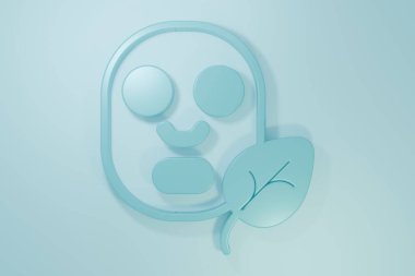 Mavi Yüz Kozmetik Maskesi ikonu mavi arka planda izole edildi. Kozmetoloji, ilaç ve sağlık hizmetleri. Minimalizm kavramı. 3 Boyutlu resimleme .