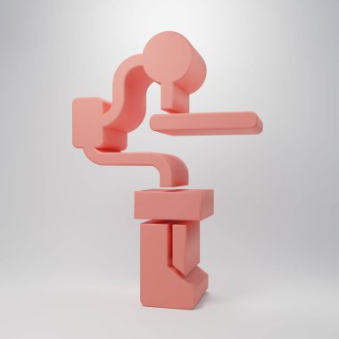 Pembe arka planda izole edilmiş kamera simgesi için pembe Gimbal dengeleyicisi. Minimalizm kavramı. 3 Boyutlu resimleme.