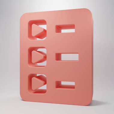 Pembe Müzik Listesi simgesi pembe arka planda izole edilmiş. Minimalizm kavramı. 3 Boyutlu resimleme.