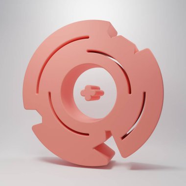 Pembe Vinil disk simgesi pembe arkaplanda izole edilmiş. Minimalizm kavramı. 3 Boyutlu resimleme.