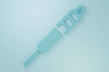 Mavi Ses Jack simgesi mavi arkaplanda izole edildi. Bağlantı ses ekipmanları için ses kablosu. Fiş kablosu. Müzik aleti. Minimalizm kavramı. 3 Boyutlu resimleme.