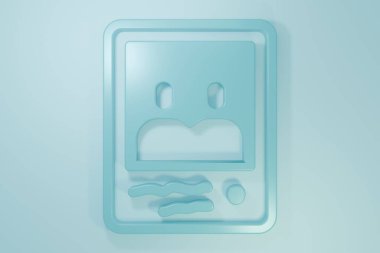 Mavi arka planda mavi aile fotoğrafı ikonu izole edildi. Minimalizm kavramı. 3 Boyutlu resimleme.