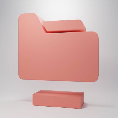 Pembe Belge klasörü simgesi pembe arkaplanda izole edildi. Muhasebe klasörü sembolü. Muhasebe yönetimi. Minimalizm kavramı. 3 Boyutlu resimleme.