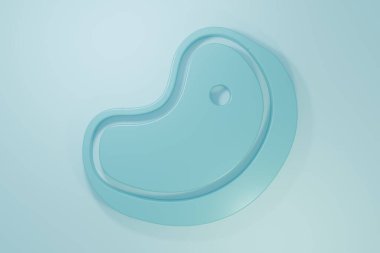 Mavi arka planda mavi biftek ikonu var. Minimalizm kavramı. 3 Boyutlu resimleme.