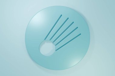 Mavi Kuyrukluyıldız mavi arka planda izole edilmiş bir şekilde hızla düşüyor. Minimalizm kavramı. 3 Boyutlu resimleme.