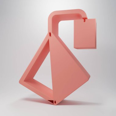 Pembe çay poşeti ikonu pembe arka planda izole edilmiş. Minimalizm kavramı. 3 Boyutlu resimleme.