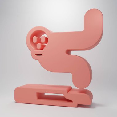 Pembe sigara ikonu pembe arka planda izole edilmiş. Tütün tabelası. Sigara içme sembolü. Minimalizm kavramı. 3 Boyutlu resimleme.