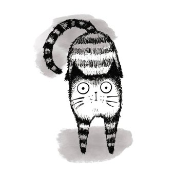 Beyaz arka planda komik kedilerin el çizimi çizimi