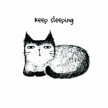 Beyaz arka planda komik kedinin vektör çizimi