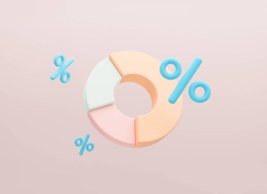 Business percentage and Pie chart. 3d rendering illustration.